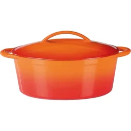 GSW Cazuela de Hierro Fundido Ovalada 33 x 25 cm Naranja AUC4005643716420 - Apta para Cocina de Inducción