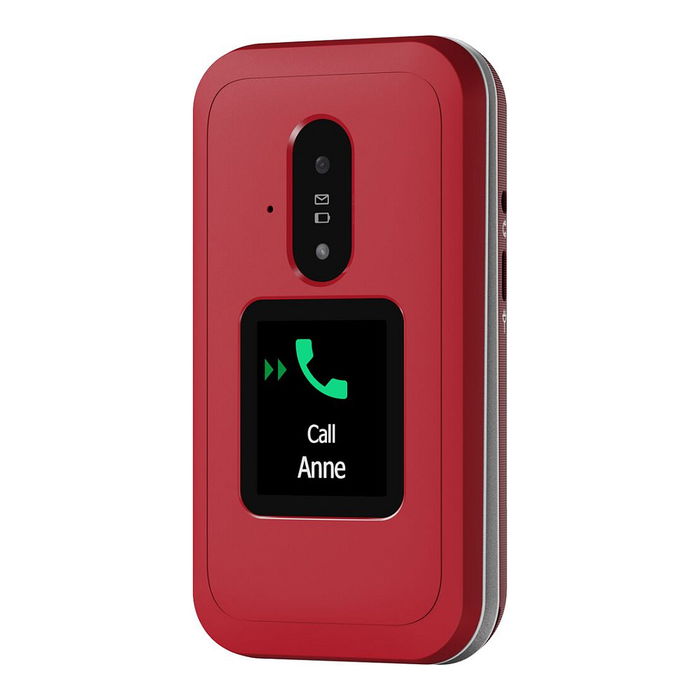 Doro Leva E30 - Teléfono Móvil Básico 4G LTE, Pantalla Dual (2.8" Principal + 1.77"), Cámara 0.3 MP, Batería 1150 mAh Extraíble, Rojo y Blanco, Resistente IP55