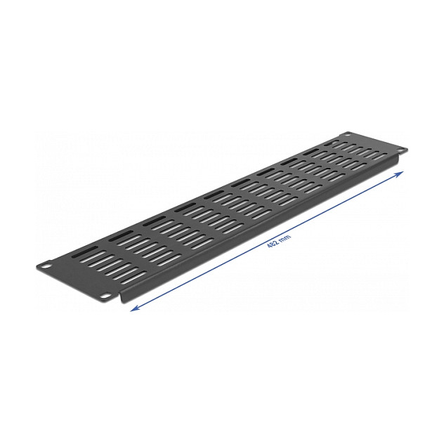 DeLOCK Panel de relleno para rack de 19 pulg. con ventilación 2U negro