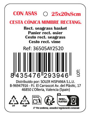 Inde Cesta Cónica de Mimbre con Asa Privilege Inde Cesta Cónica de Mimbre con Asa Privilege