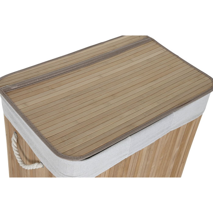 DKD Home Decor Cesta de Ropa de Bambú con 3 Compartimentos, 140L