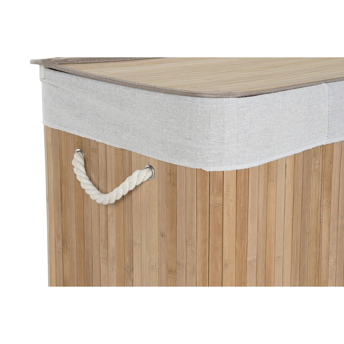 DKD Home Decor Cesta de Ropa de Bambú con 3 Compartimentos, 140L