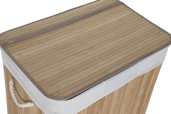 DKD Home Decor Cesta Ropa Basicos Bambú Poliéster Natural Blanco 40 x 60 x 60 cm DKD Home Decor Cesta Ropa Basicos Bambú Poliéster Natural Blanco 40 x 60 x 60 cm