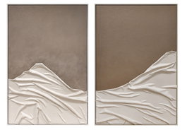 DKD Home Decor Set de 2 Cuadros Modernos Beige y Blanco 83x122,5 cm