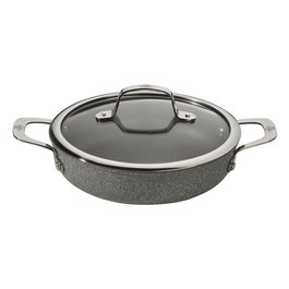 Ballarini 75002-811-0 Salina Sarten/Servierpfanne con Tapa de Vidrio 24 cm, Antiadherente Granito/Titanio 6 Capas, para Inducción