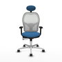 PIQUERAS Y CRESPO Silla de oficina Jorquera con mecanismo Sincro/Traslack, Azul claro y Blanco