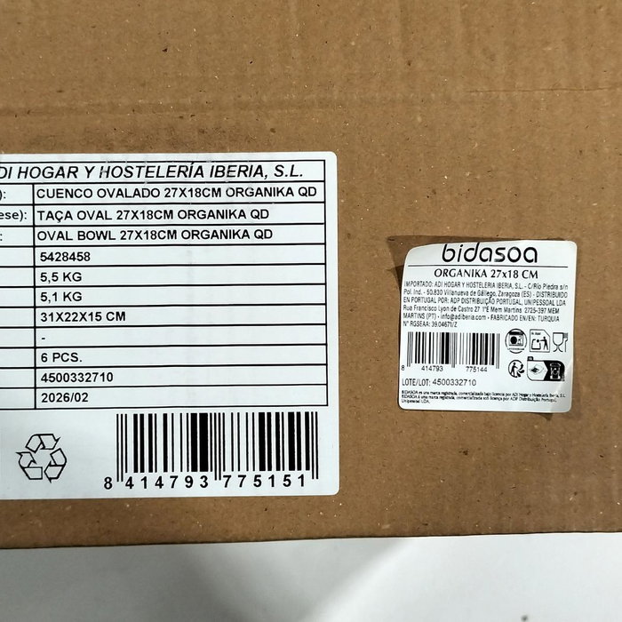 Bidasoa Cuenco Ovalado Organika de Vidrio Transparente