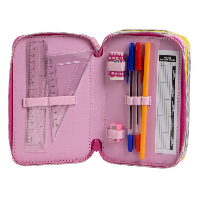 Cerdá Plumier Barbie Triple con Accesorios Fucsia