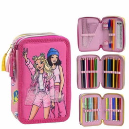 Cerdá Plumier Barbie Triple con Accesorios Fucsia