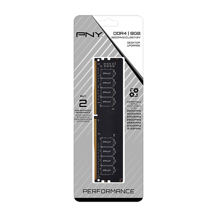 PNY MD8GSD43200-TB 8GB Memoria RAM DDR4 3200MHz (PC4-25600) 288-pin DIMM