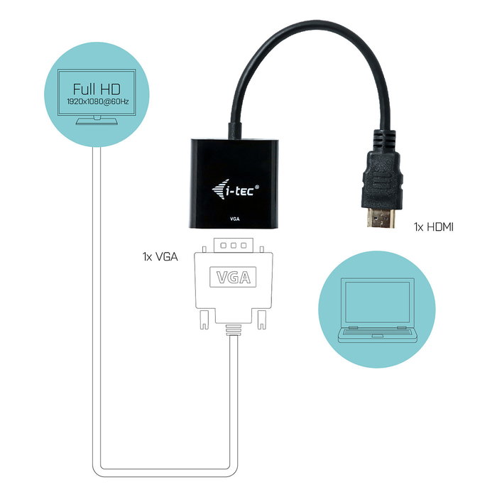 I-tec Adaptador HDMI a VGA FHD 60Hz I-tec Adaptador HDMI a VGA FHD 60Hz