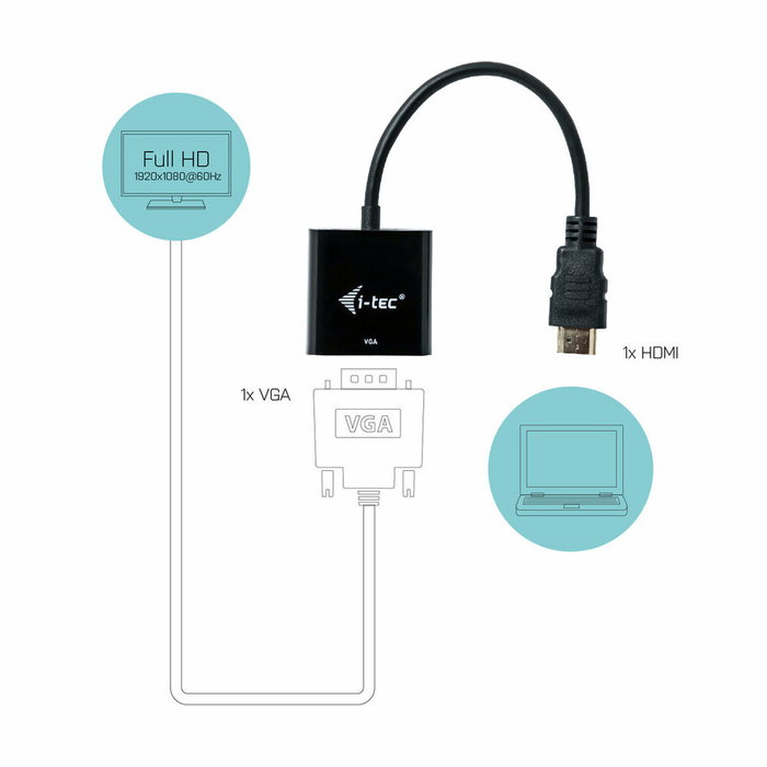 I-tec Adaptador HDMI a VGA FHD 60Hz I-tec Adaptador HDMI a VGA FHD 60Hz