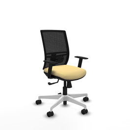 PIQUERAS Y CRESPO Silla de oficina Yunquera con mecanismo Sincro, Crema y Negro