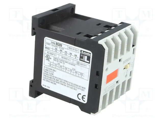 LOVATO ELECTRIC Contactor BG 3-polar 24VAC 9A