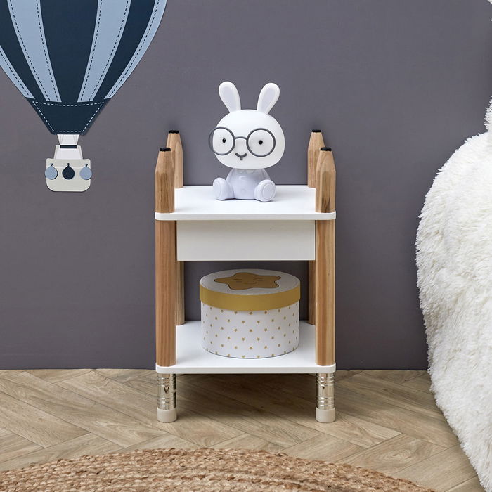 Home Deco Kids Mesita De Noche Lápiz Original para Habitación Infantil con Cajón 34x30x51 cm