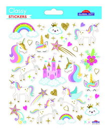 GLOBAL GIFT Stickers Bolsa Classy Castillo y Unicornios Glitter