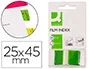 Q-connect Banderitas Separadoras Verdes Dispensador 50 Unidades Tamaño 45 x 25 mm