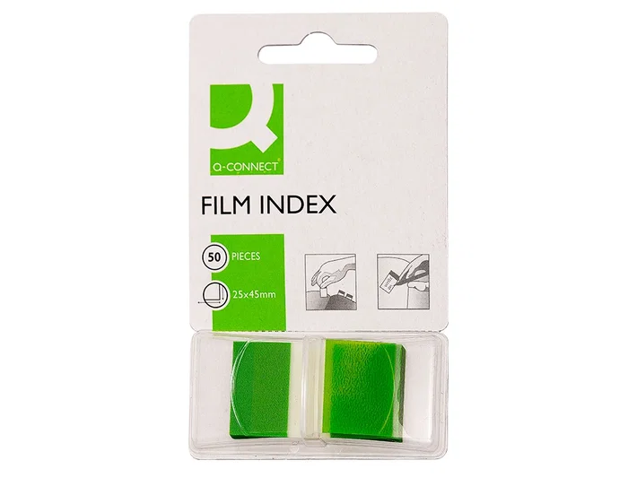 Q-connect Banderitas Separadoras Verdes Dispensador 50 Unidades Tamaño 45 x 25 mm