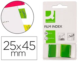Q-connect Banderitas Separadoras Verdes Dispensador 50 Unidades Tamaño 45 x 25 mm