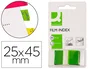 Q-connect Banderitas Separadoras Verdes Dispensador 50 Unidades Tamaño 45 x 25 mm