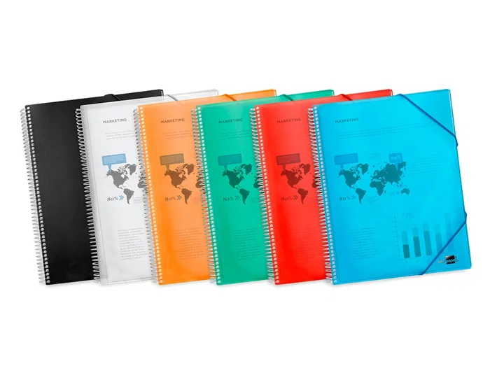 Liderpapel Carpeta Escaparate con Espiral 20 Fundas Polipropileno DIN A5 Negro Opaco