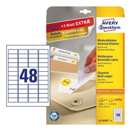 AVERY Zweckform L4736REV-25 Etiquetas Removibles Blancas 45,7 x 21,2 mm