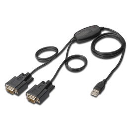 Digitus Cable USB 2.0 a 2x RS232 Macho, 1.5m, Negro