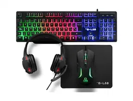 The G-Lab Combo Sulfur/SP 4 en 1 Set Teclado Ratón Gaming con Alfombrilla y Auriculares