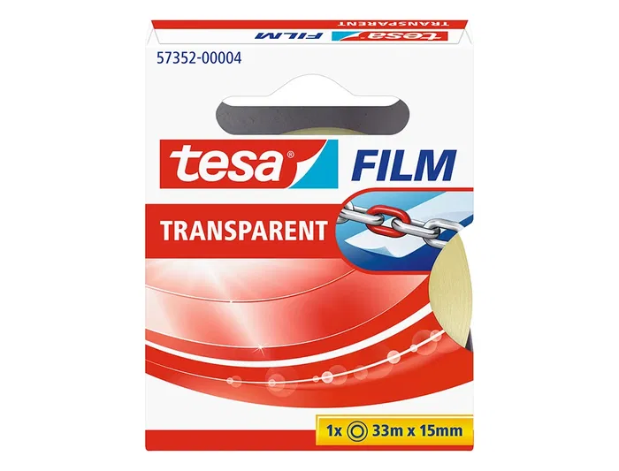Tesa - Cinta Adhesiva Practic Transparente para Embalar, 33 m x 15 mm, Acabado Limpio y Fácil de Cortar
