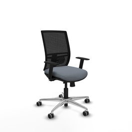 PIQUERAS Y CRESPO Silla de oficina Yunquera con mecanismo Sincro/Traslack, Gris y Negro