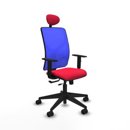 PIQUERAS Y CRESPO Silla de oficina Motilla con mecanismo Sincro/Traslack, Rojo y Azul
