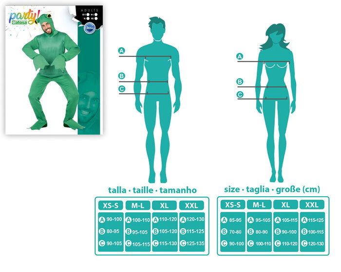 Disfraz de Rana Hombre Adulto Verde XL