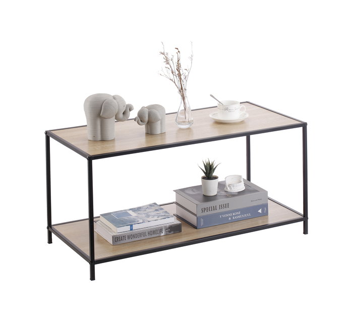 Inde Mueble Auxiliar 2 Niveles Madera Metal 78 x 38 x 38 cm (3 Unidades)