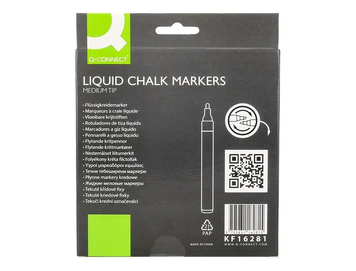 Q-connect Rotulador de tiza líquida punta redonda trazo 3 mm, caja de 8 unidades, colores surtidos