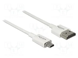 DeLOCK 85150 Cable HDMI High Speed con Ethernet, 3D y 4K, 1,5 m (HDMI-A a Micro-D) Blanco