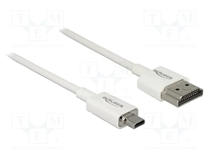 DeLOCK 85150 Cable HDMI High Speed con Ethernet, 3D y 4K, 1,5 m (HDMI-A a Micro-D) Blanco