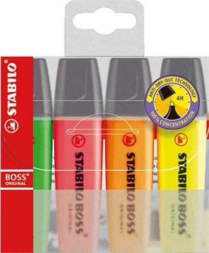 Stabilo BOSS Original Estuche de 4 Marcadores Fluorescentes Surtidos Stabilo BOSS Original Estuche de 4 Marcadores Fluorescentes Surtidos
