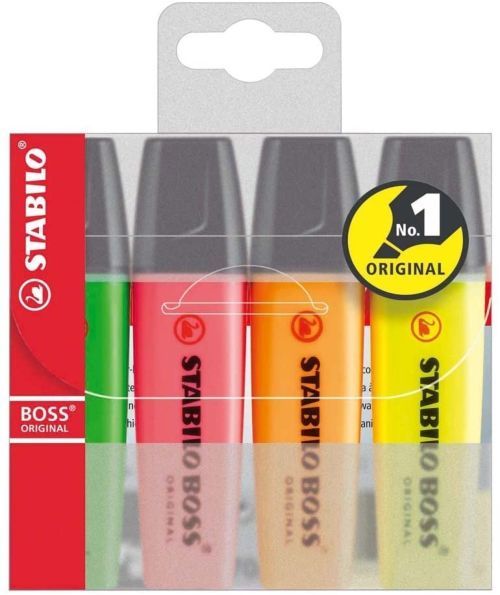 Stabilo STABILO BOSS Original Estuche de 4 Marcadores Fluorescentes Surtidos
