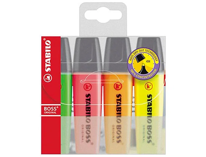 Stabilo STABILO BOSS Original Estuche de 4 Marcadores Fluorescentes Surtidos