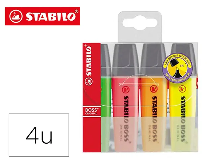 Stabilo STABILO BOSS Original Estuche de 4 Marcadores Fluorescentes Surtidos