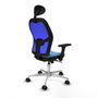 PIQUERAS Y CRESPO Silla de oficina Jorquera con mecanismo Sincro, Tela Azul cielo y Malla Azul