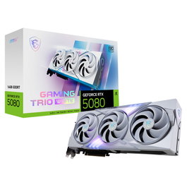 MSI GeForce RTX 5080 16GB GDDR7 256-bit GAMING TRIO OC WHITE Tarjeta Gráfica con 3 Ventiladores, PCIe 5.0 x16, 10752 Núcleos CUDA, Overclock