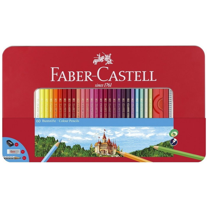 FABER-CASTELL Estuche Metálico de 60 Lápices de Colores Hexagonales