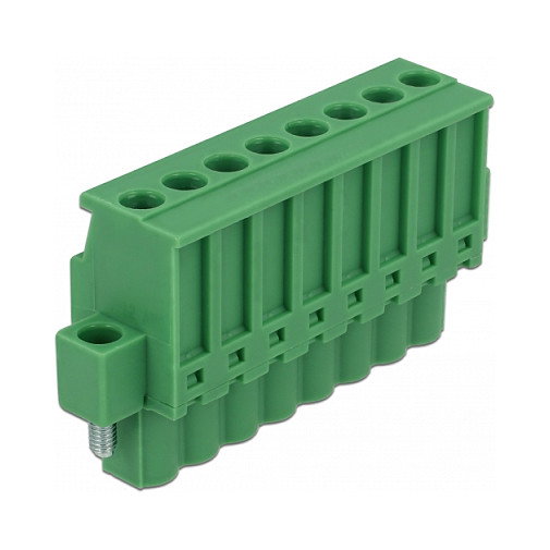 DeLOCK 65940 Juego de Terminales para Riel DIN, 8 Pines, Verde, Conexión por Tornillo, Sección Cable 24-12 AWG, Ancho 34.9 mm