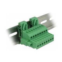 DeLOCK 65940 Juego de Terminales para Riel DIN, 8 Pines, Verde, Conexión por Tornillo, Sección Cable 24-12 AWG, Ancho 34.9 mm