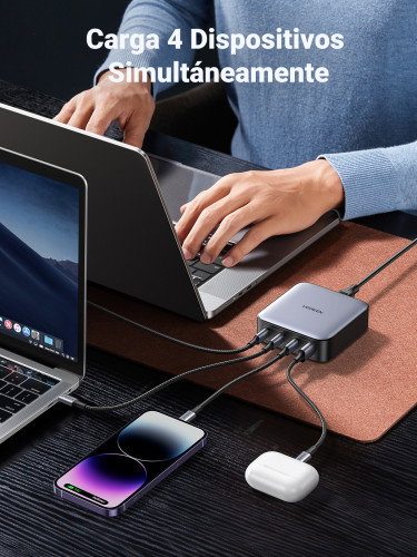 Ugreen Nexode Cargador de Escritorio 100W con 3 USB-C y 1 USB-A, Gris