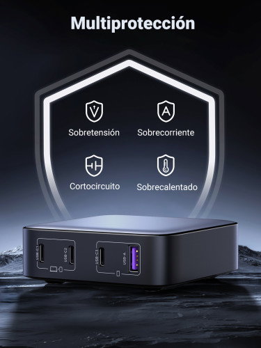 Ugreen Nexode Cargador de Escritorio 100W con 3 USB-C y 1 USB-A, Gris