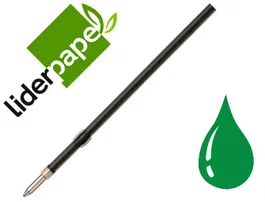 Liderpapel Recambio Bolígrafo Gummy Touch Retráctil 1,0 mm Tinta Verde Bolsa de 10 Unidades