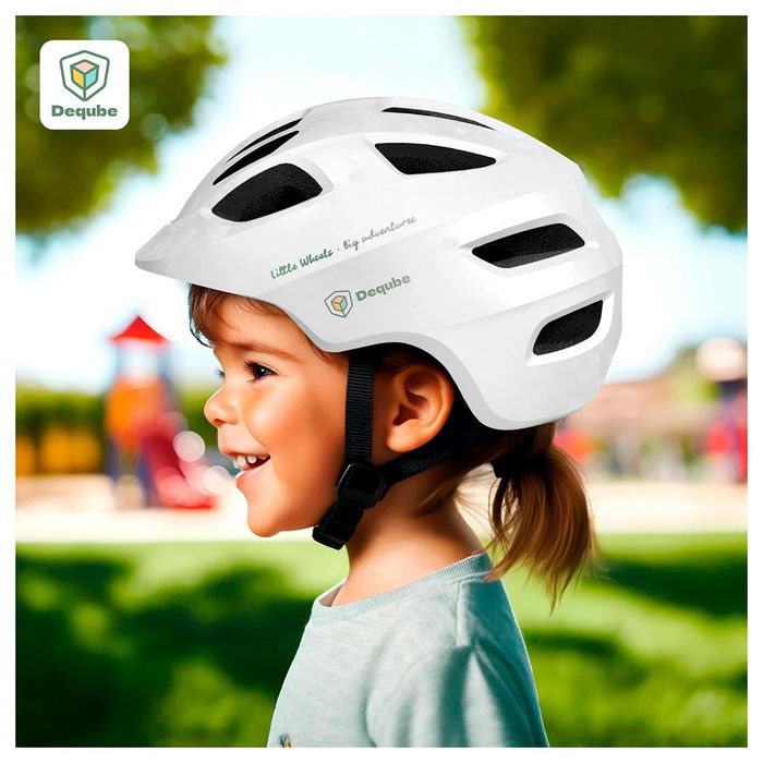 DEQUBE Casco Bici Blanco Infantil Talla Ajustable 48-52Cm Edad 2-5 Años Ligero Transpirable DEQUBE Casco Bici Blanco Infantil Talla Ajustable 48-52Cm Edad 2-5 Años Ligero Transpirable