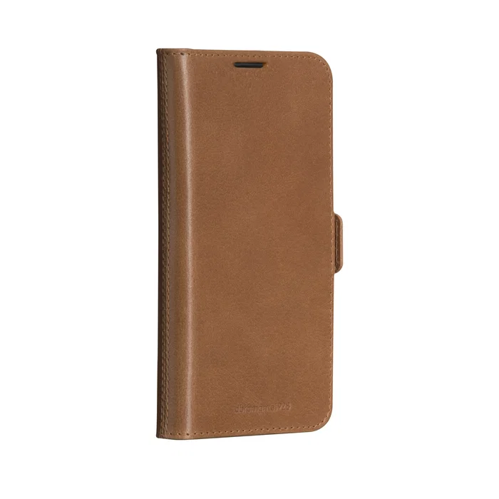 Dbramante Funda Libro con Tapa para Apple iPhone 16e (6.1") - Cuero de Grano Entero Marrón - Compatible con MagSafe - 3 Bolsillos para Tarjetas
